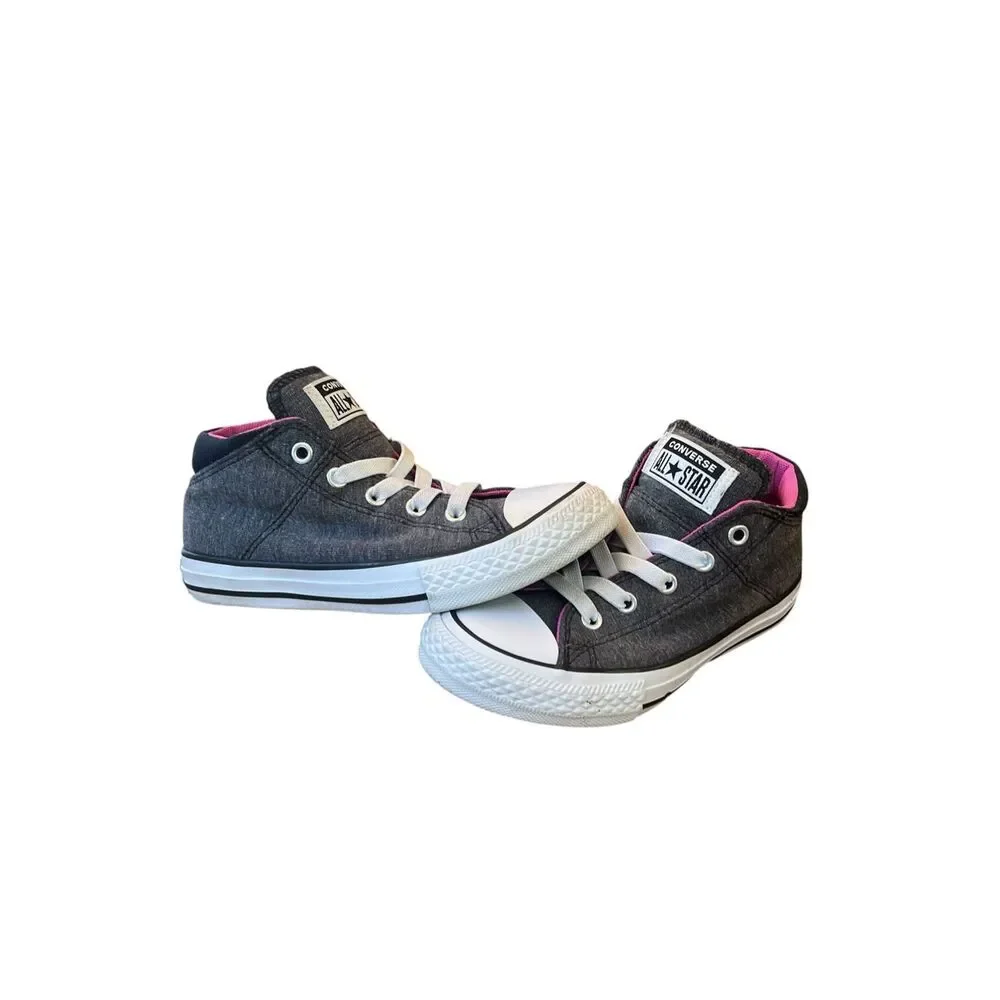 Converse Chuck Taylor All Star Madison Mid Kids' Shoes Black/Fuchsia/White Sz 13